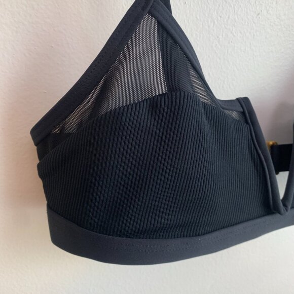 NWOT L*Space Black Ribbed & Mesh Sadie Bikini Top - Picture 8 of 10